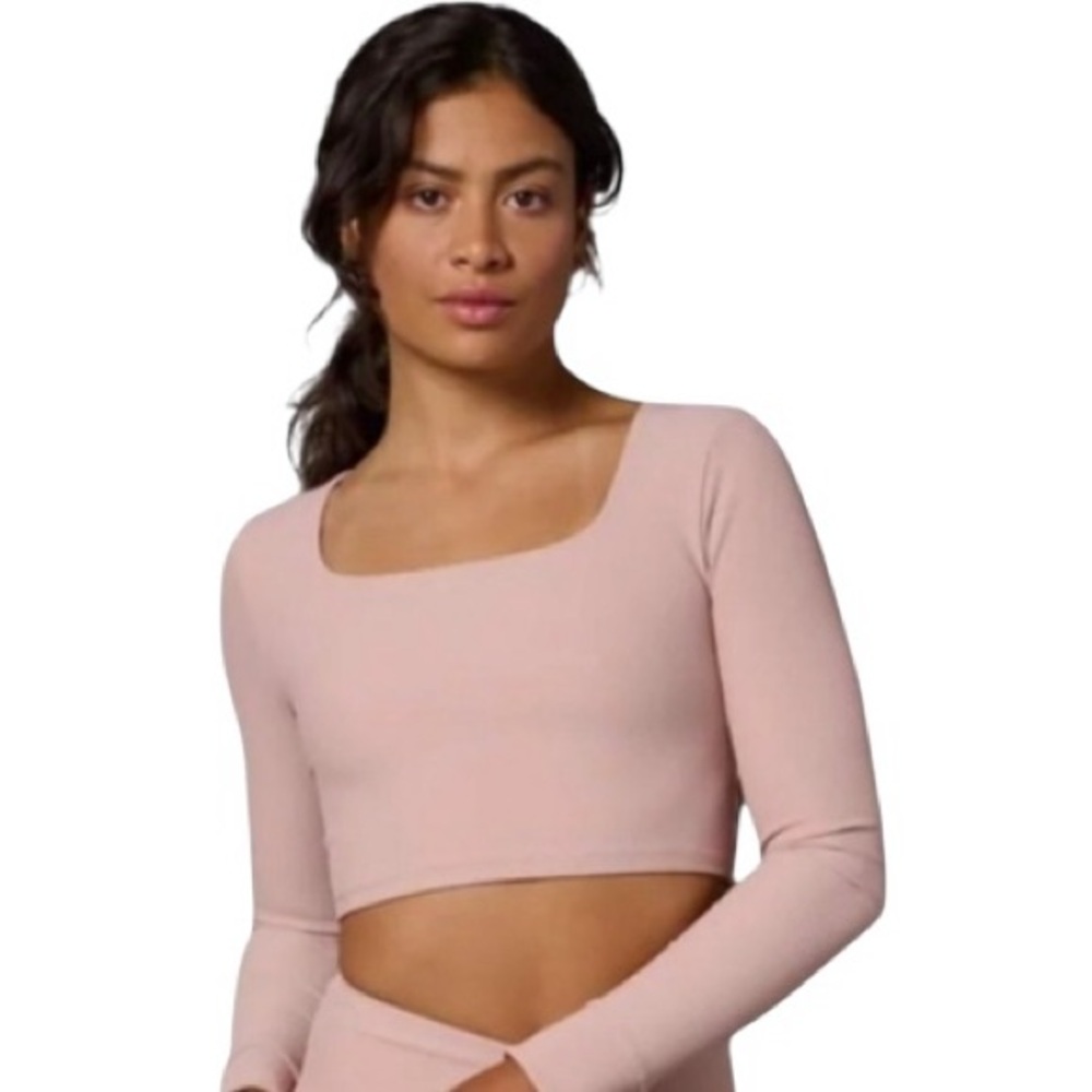 Everyday Sunday Ribbed Pink Cropped Long Sleeved Top Yoga Ballet Work Out XL